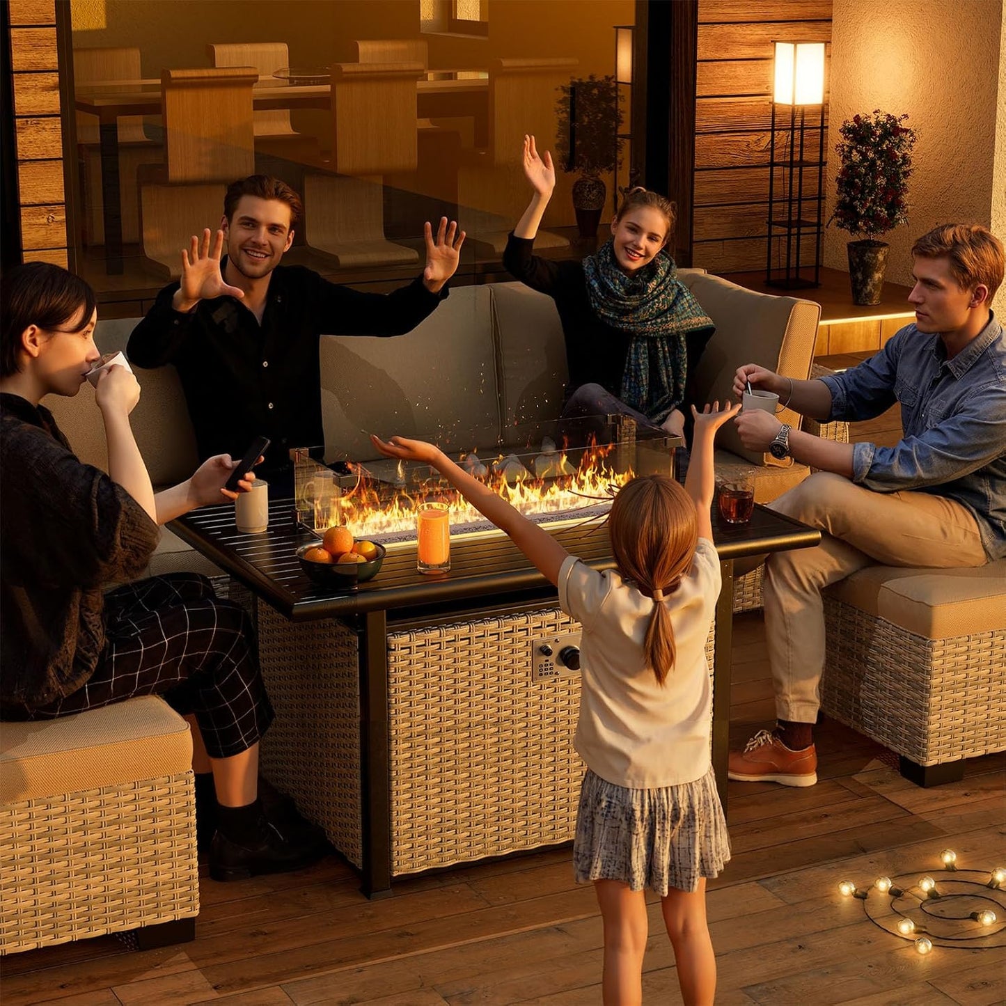 FURNILITH 43" Propane Gas Fire Pit Table 55,000 BTU
